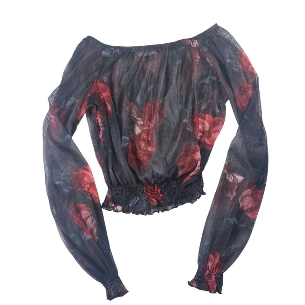 No Appt Necessary Vintage Black Sheer Off The Shoulder Top Size M